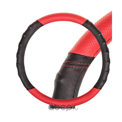 Оплетка M экокожа, Черно/Красная, Carbon-2