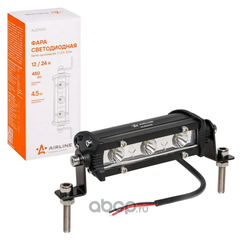 Фара светодиодная (балка) однорядная, 3 LED 4.5W (108x30x47) 12/24V направленный свет