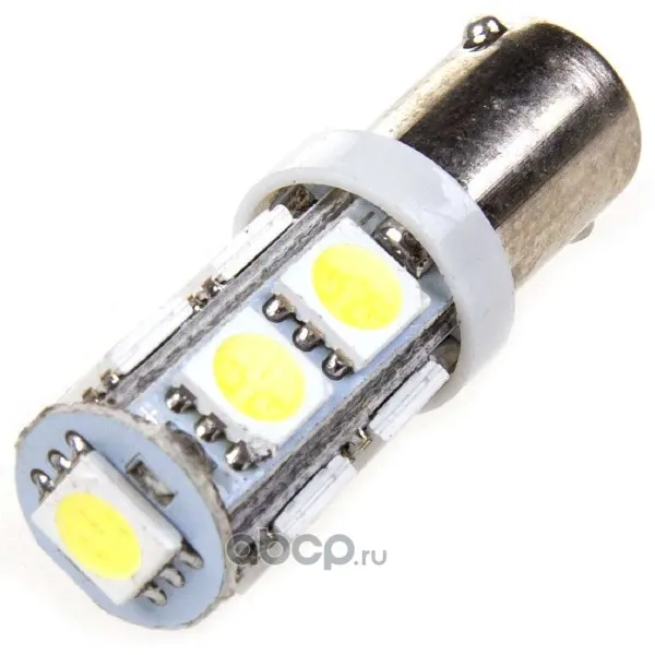 Лампа диод T8,5 (T4W) 24V 9 SMD диодов BA9s 1-конт Белая (цена за 1 шт, кратно 2 шт)
