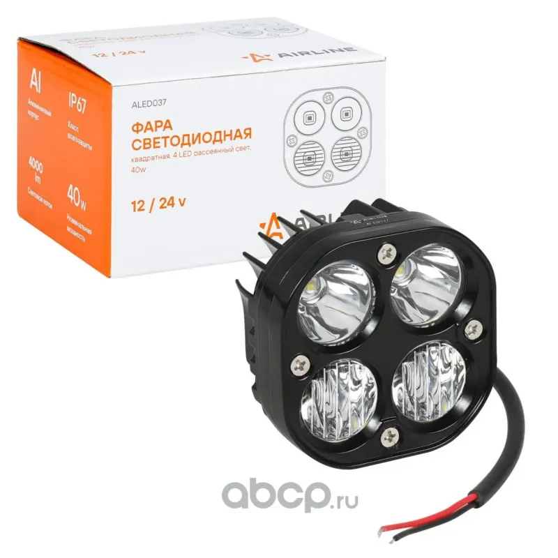 Фара комбинированного св. 4LED, (гладк. рефл.+5D линза), 40Вт, 78х78х50мм, 12/24В кв-ая св