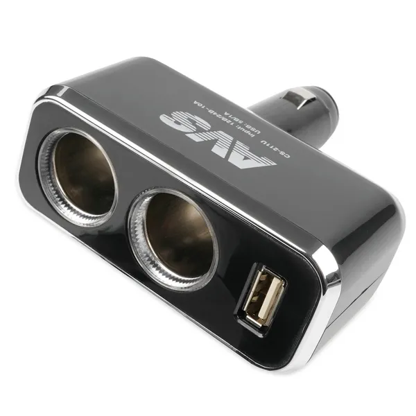 Разветвитель прикуривателя 12/24V (на 2 выхода + USB) AVS CS211U