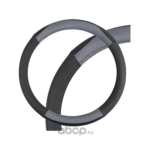 Оплетка M кожа, черно/серая, Real-9