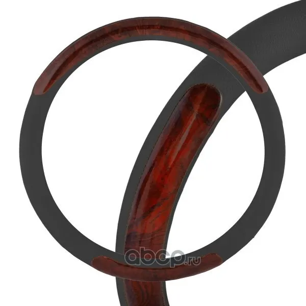 Оплетка M экокожа, черная, Wood-6