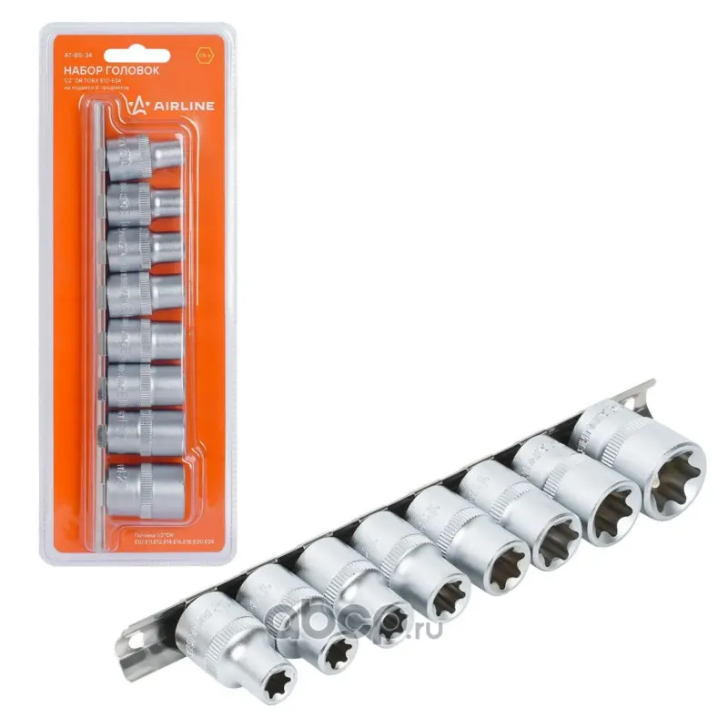 Набор головок 1/2" DR TORX E10-E24 на подвесе 8 предметов