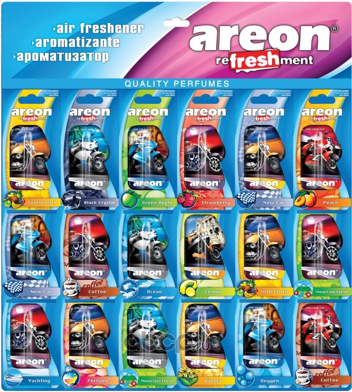 Ароматизатор воздуха подвесной гелевый AREON REFRESHMENT LIQUID MOTO (планшет, 18 шт)