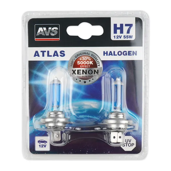 Лампа галогенная AVS ATLAS /5000К/ H7.12V.55W (блистер, 2 шт.)