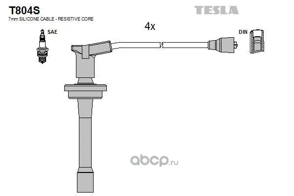 Провода высоковольтные дв. ЗМЗ-4091 силиконовые — TESLA, арт. T804S