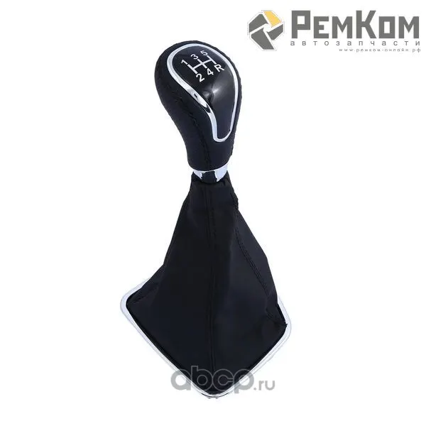 Ручка КПП с чехлом для а/м 2170-2172 в стиле VES, кожа, хром вставка, черная строчка