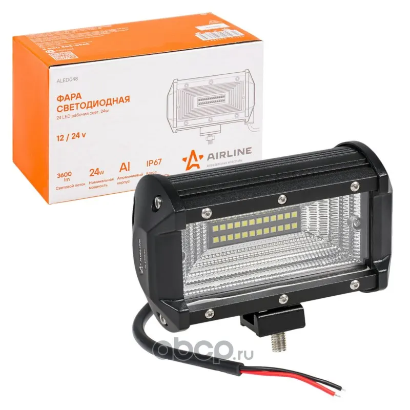 Фара светодиодная (балка) рабочий свет 24 LED 24W, (135х78х65) 12/24V