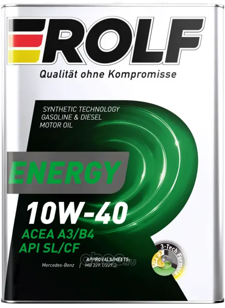 ROLF 322227 Масло моторное полусинтетика ROLF Energy SAE 10W-40 ACEA A3/B4 API SL/CF 4 л.