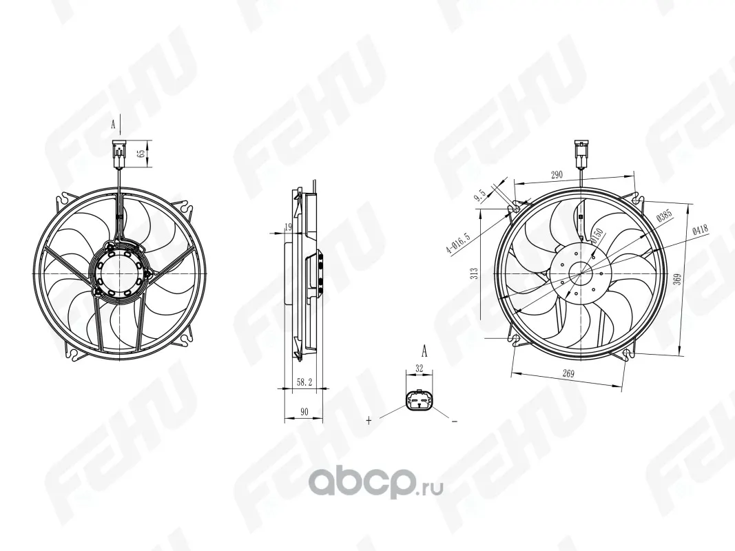 Вентилятор охлаждения Peugeot/Citroen 307 (00-)/308 (07-)/C4 (04-)