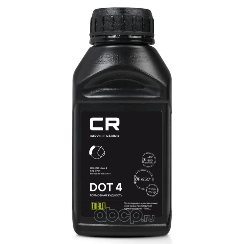 Жидкость тормозная DOT 4, t>250°C, вязкость<1500, 233мл,250гр