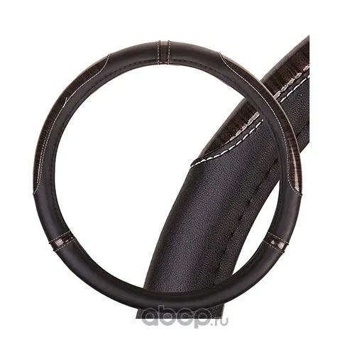 Оплетка M экокожа, черная, Wood-10