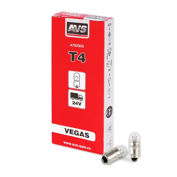Лампа AVS Vegas 24V. T4 (BA9S) BOX (10 шт.)