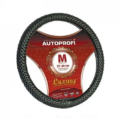 Оплетка M нат.кожа "Luxury" цельноплетенная, черная, AP-800 BK