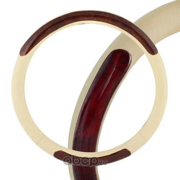Оплетка M экокожа, бежевая, Wood-6