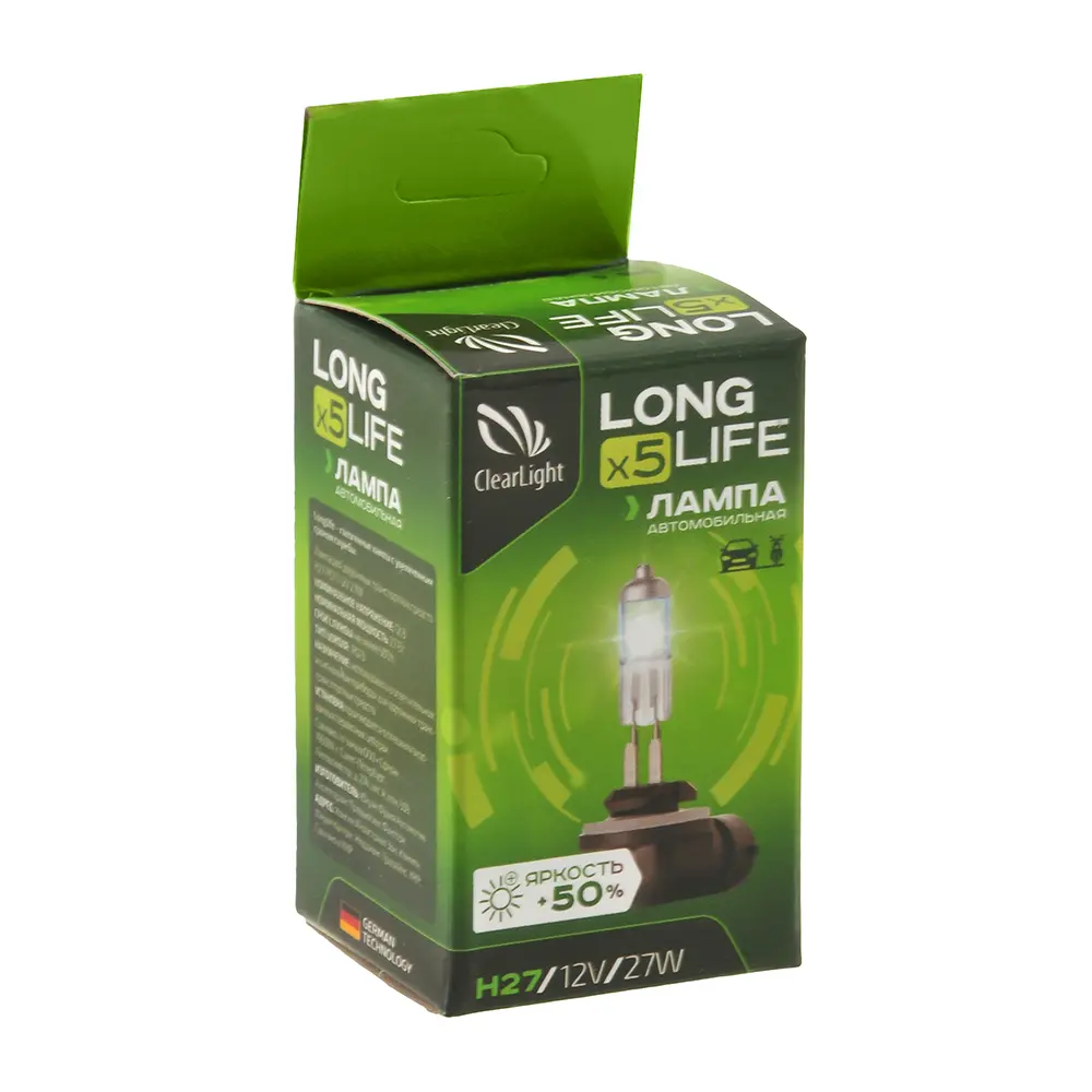 CLEARLIGHT MLH27LL MLH27LL_лампа! галогеновая 12V H27 27W PG13 3500K (хедер 1шт) Long Life\