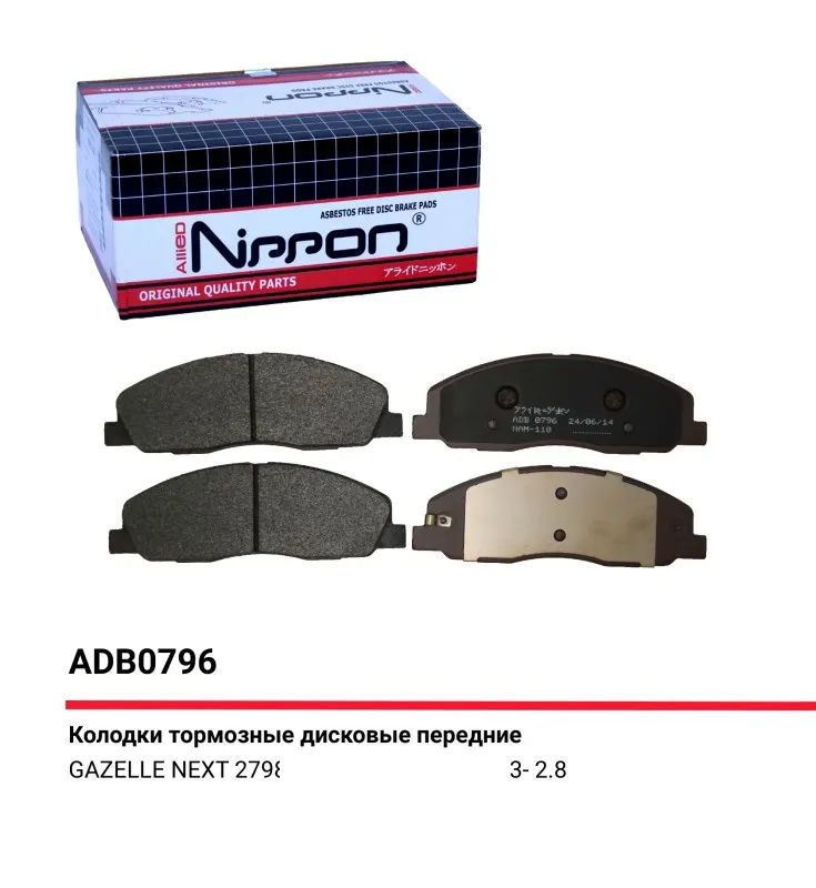 ALLIED NIPPON ADB0796 Колодки тормозные дисковые