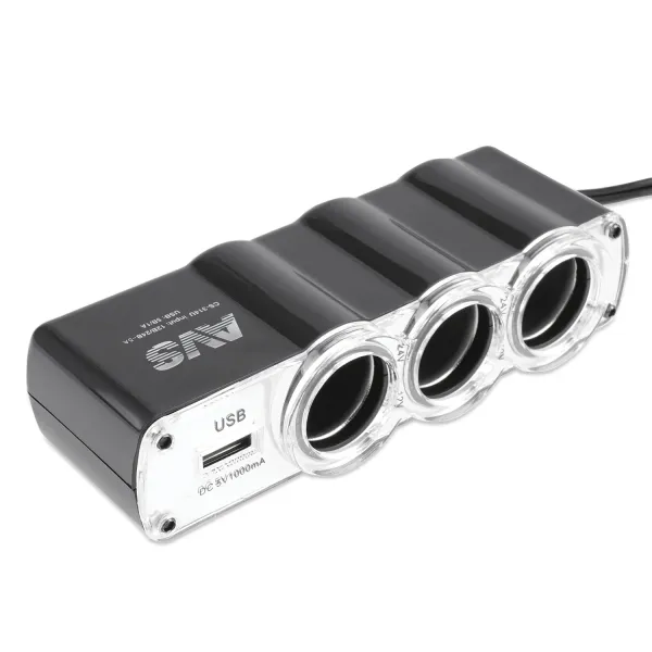 Разветвитель прикуривателя 12/24V (на 3 выхода + USB) AVS CS314U