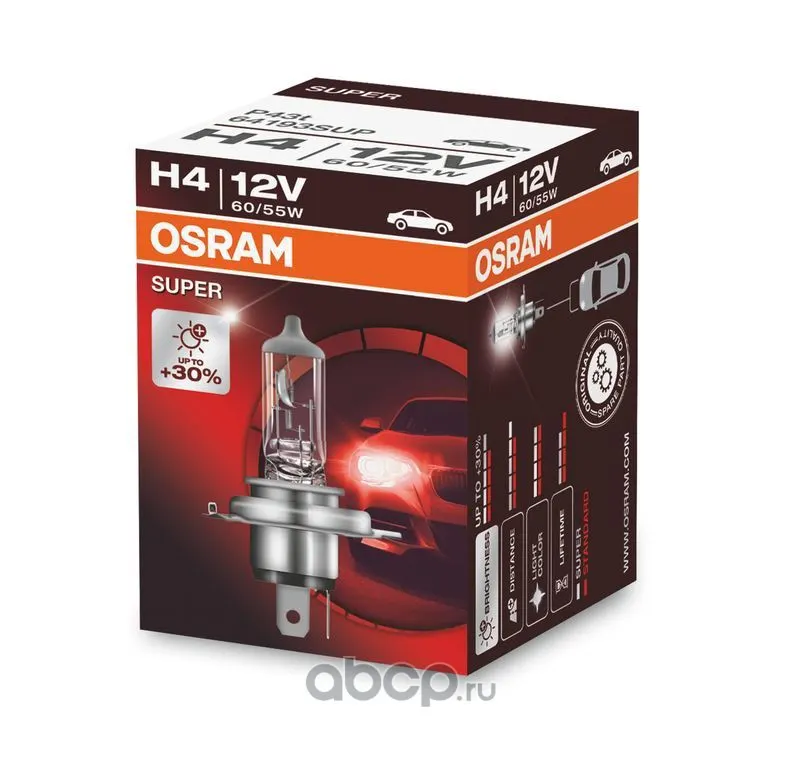 Лампа Н4 12v 60/55w +30%