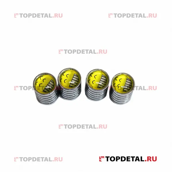 Колпачки на шинный вентиль металл, эмблема Smile-2 (4шт)