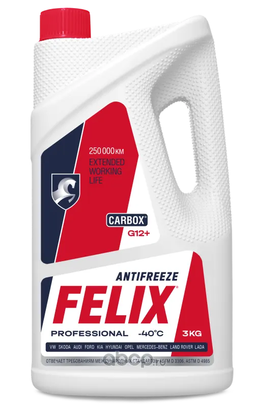 Антифриз FELIX G12+ 3кг красный carbox-40