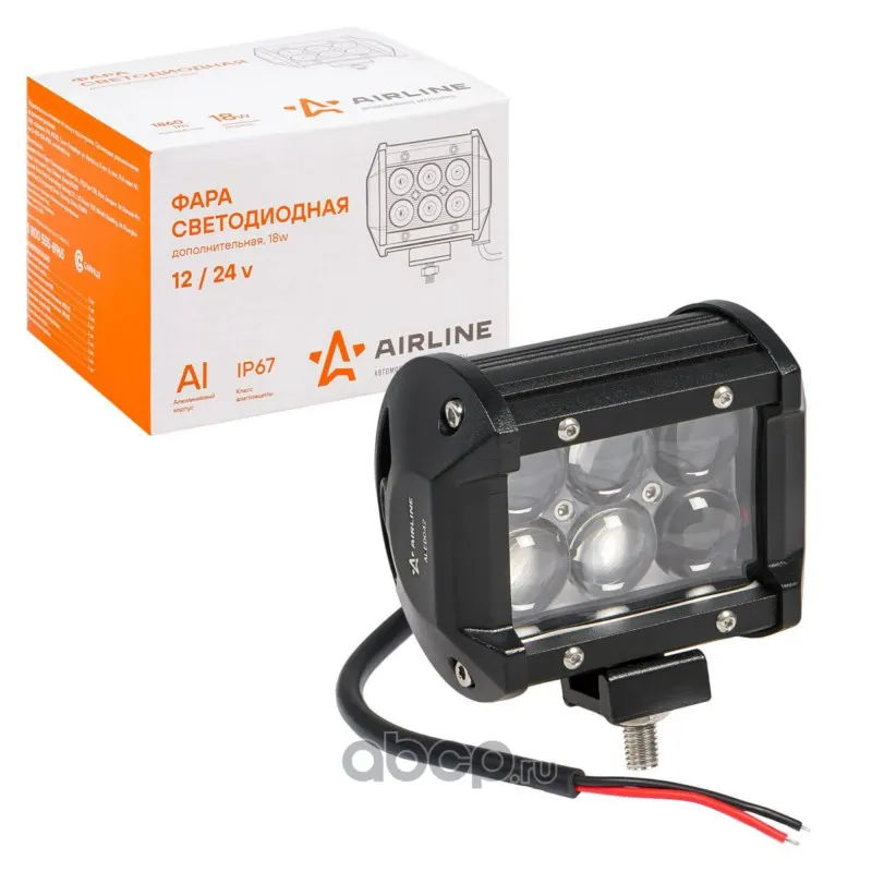 Фара светодиодная (балка) двухрядная, 6 LED 4D линза, 18W, (98х78х65) 12/24V