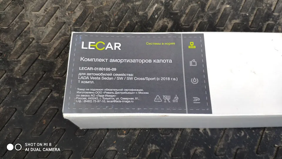 Упор газовый капота ВАЗ Vesta Sedan / SW / SW Cross (2 шт)