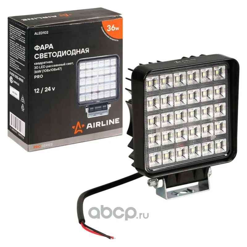 Фара рассеяного света 30LED, 36Вт, 108х108х47мм, 12/24В, PRO квадратная светодиодная