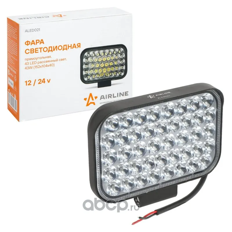 Фара направленного света 42LED, 42Вт, 152х104х40мм, 12/24В, PLUS прямоугольная
