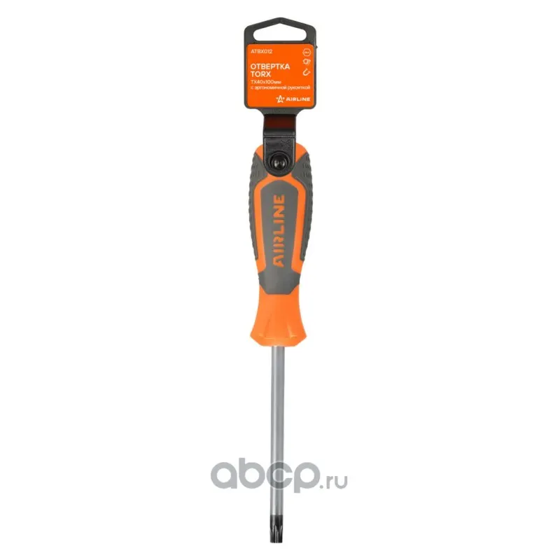 Отвертка TORX TX40x100 мм с эргономичной рукояткой магнитная, пластиковый подвес